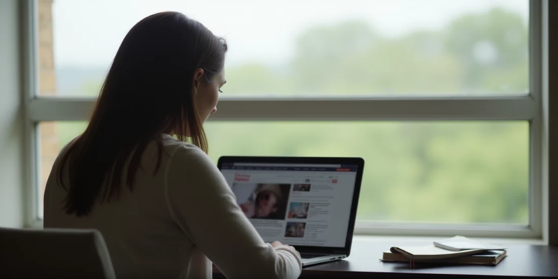 a woman reading “casino news”